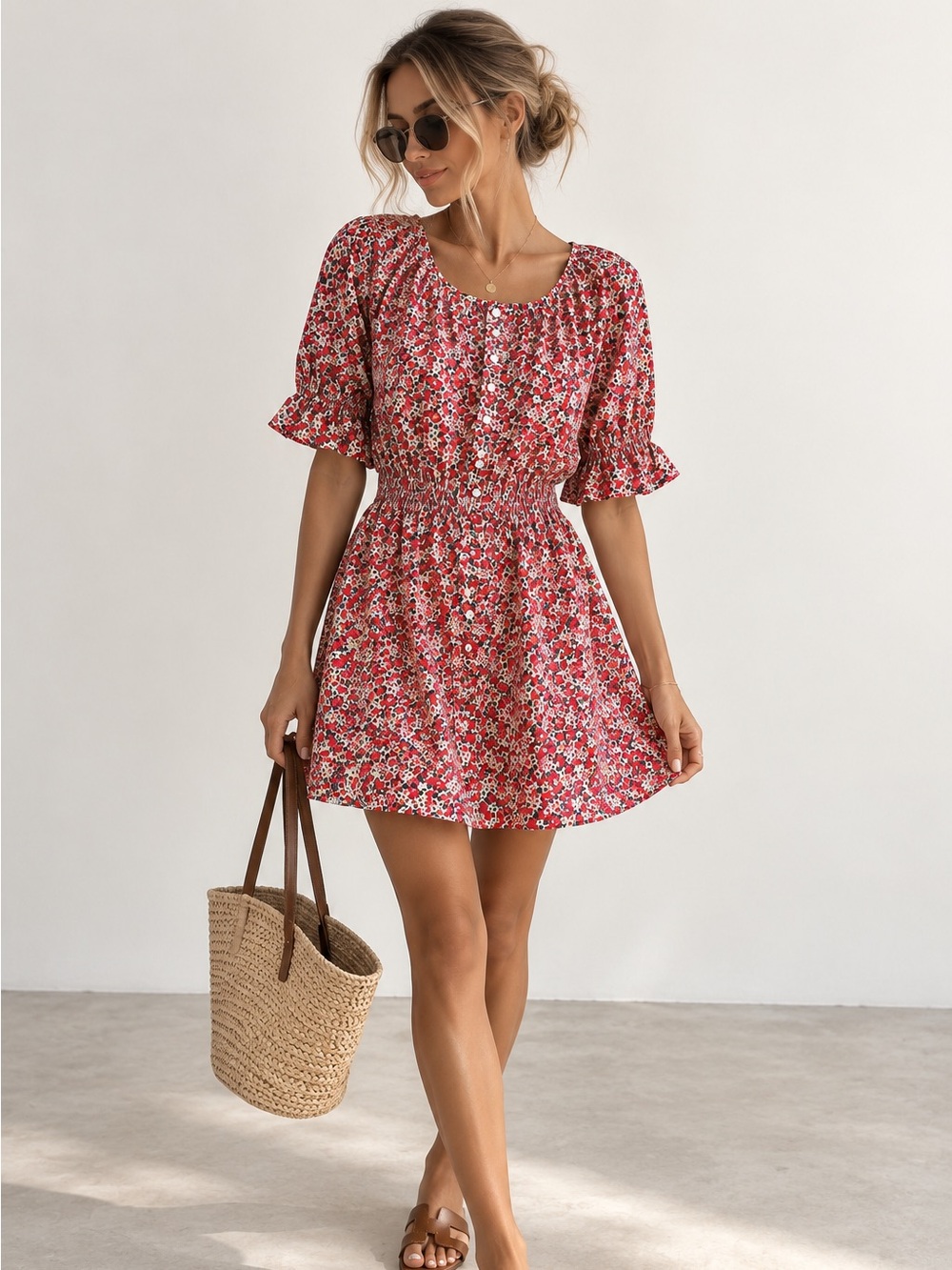 NWT J.Crew Liberty Fabric Floral Mini Dress Size M Red Cottagecore Boho
